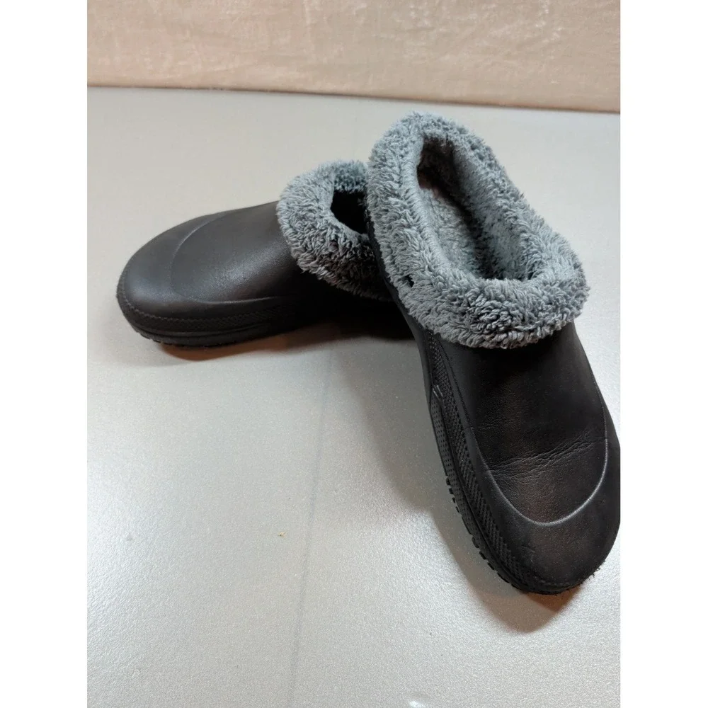 Aldi Crane Black Garden Clogs Faux Fur Lined Slip On Mules Men 11/12 701993